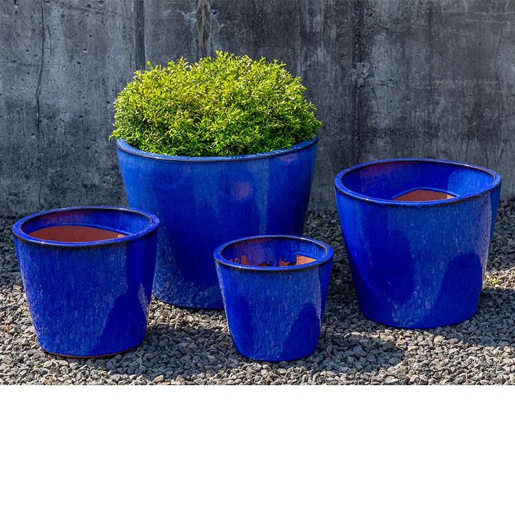 Campania International Glazed Pottery Portale Planter - (S/4) Urn/Planter Campania International Riviera Blue 