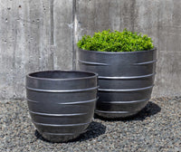 Thumbnail for Campania International Glazed Pottery Logis Planter - (S/2) Urn/Planter Campania International Metal Grey Short 
