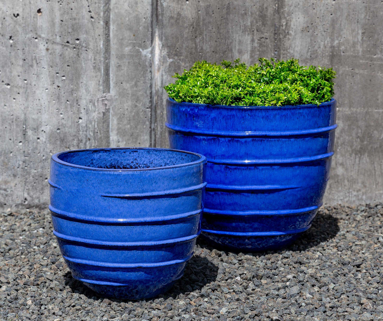 Campania International Glazed Pottery Logis Planter - (S/2) Urn/Planter Campania International Riviera Blue Short 