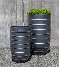 Thumbnail for Campania International Glazed Pottery Logis Planter - (S/2) Urn/Planter Campania International Metal Grey Tall 