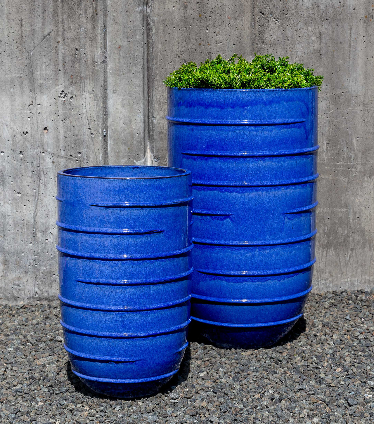 Campania International Glazed Pottery Logis Planter - (S/2) Urn/Planter Campania International Riviera Blue Tall 