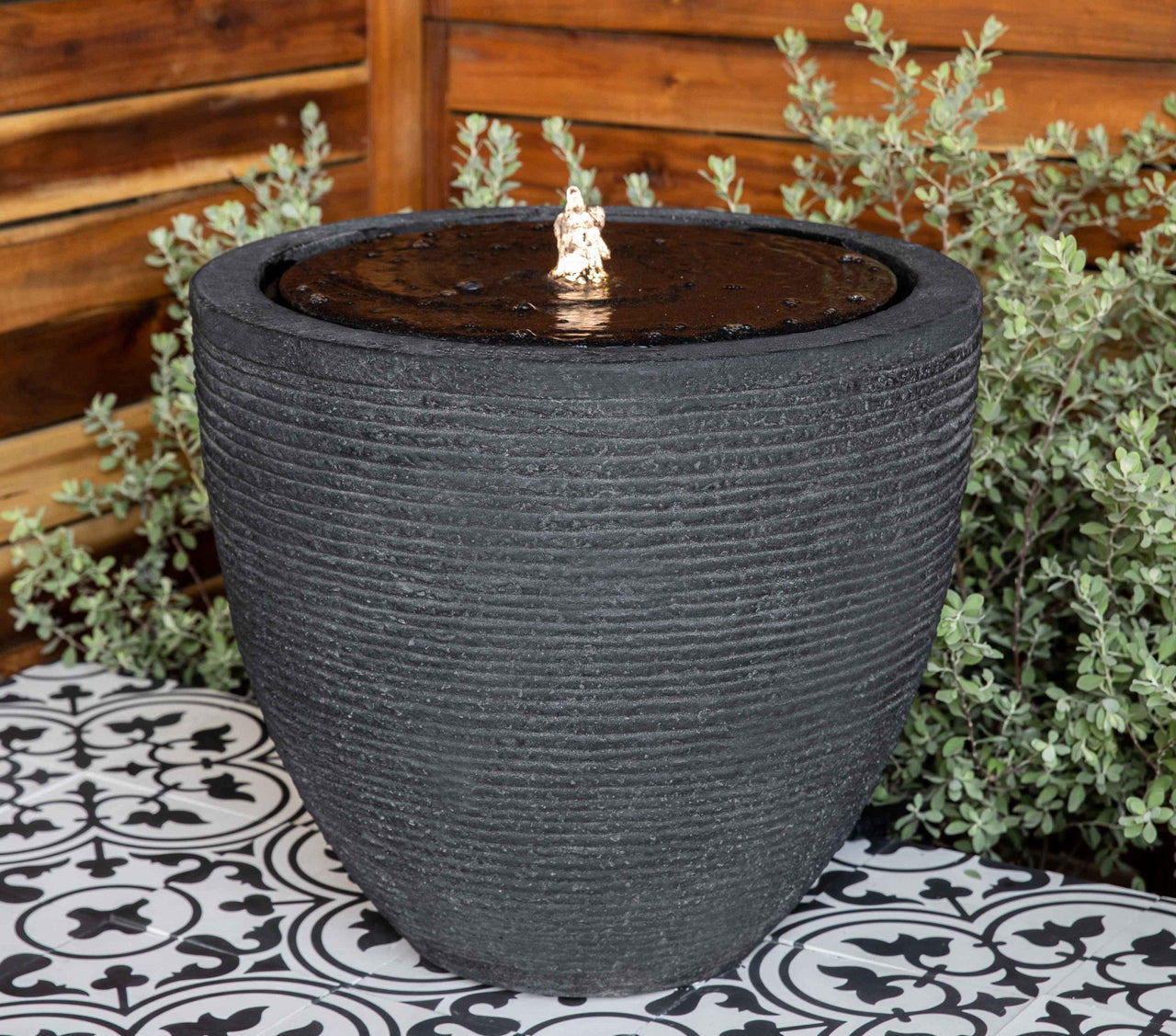 Campania International Fiber Cement Stone Ledge Fountain - S/1 Fountain Campania International Black Stone Ledge 