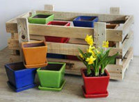 Thumbnail for Campania International Glazed Garden Terrace Brights Crate Urn/Planter Campania International Small 