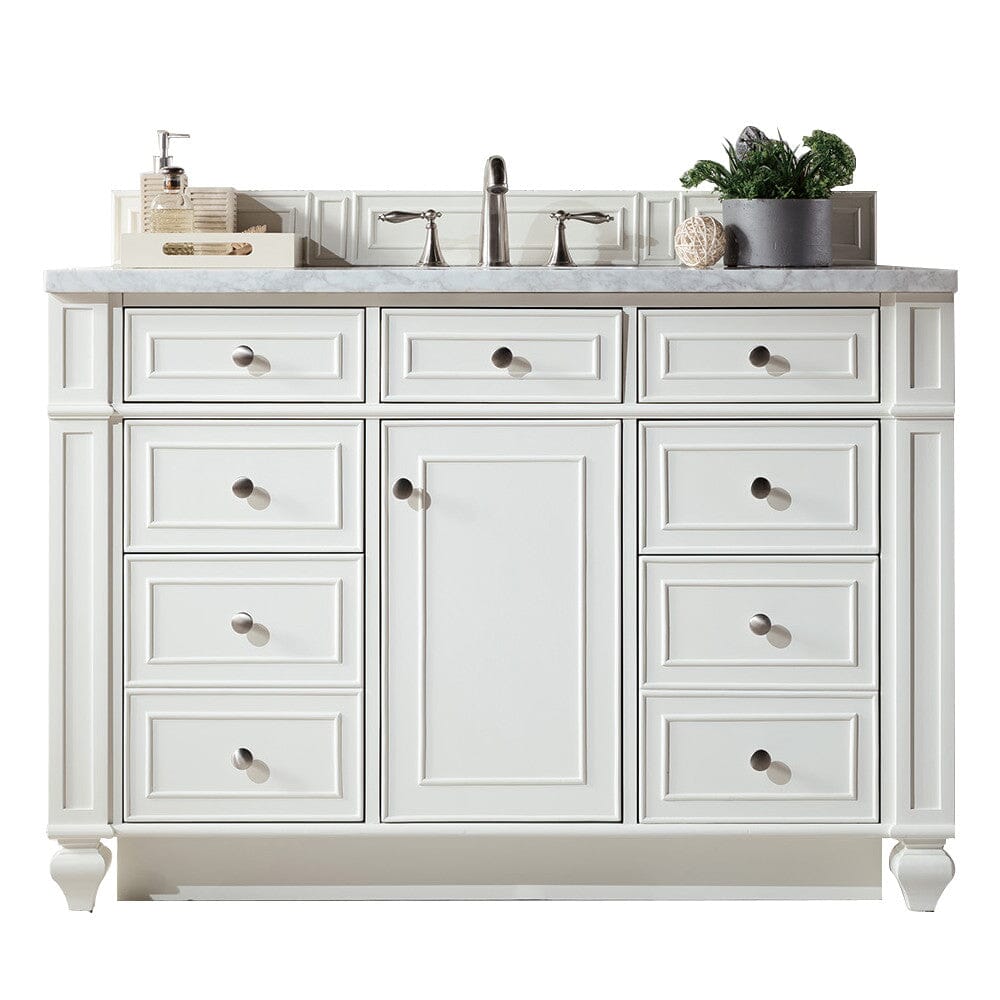 James Martin Bristol 48" Single Vanity Vanity James Martin Bright White w/ 3 CM Arctic Fall Solid Surface Top 