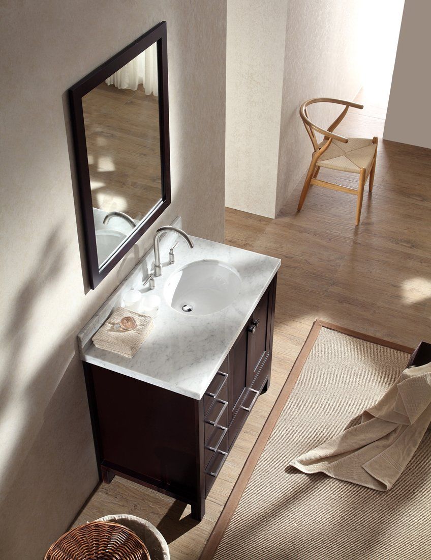 ARIEL Cambridge 37" Single Sink Vanity Set w/ Right Offset Sink in Espresso Vanity ARIEL 
