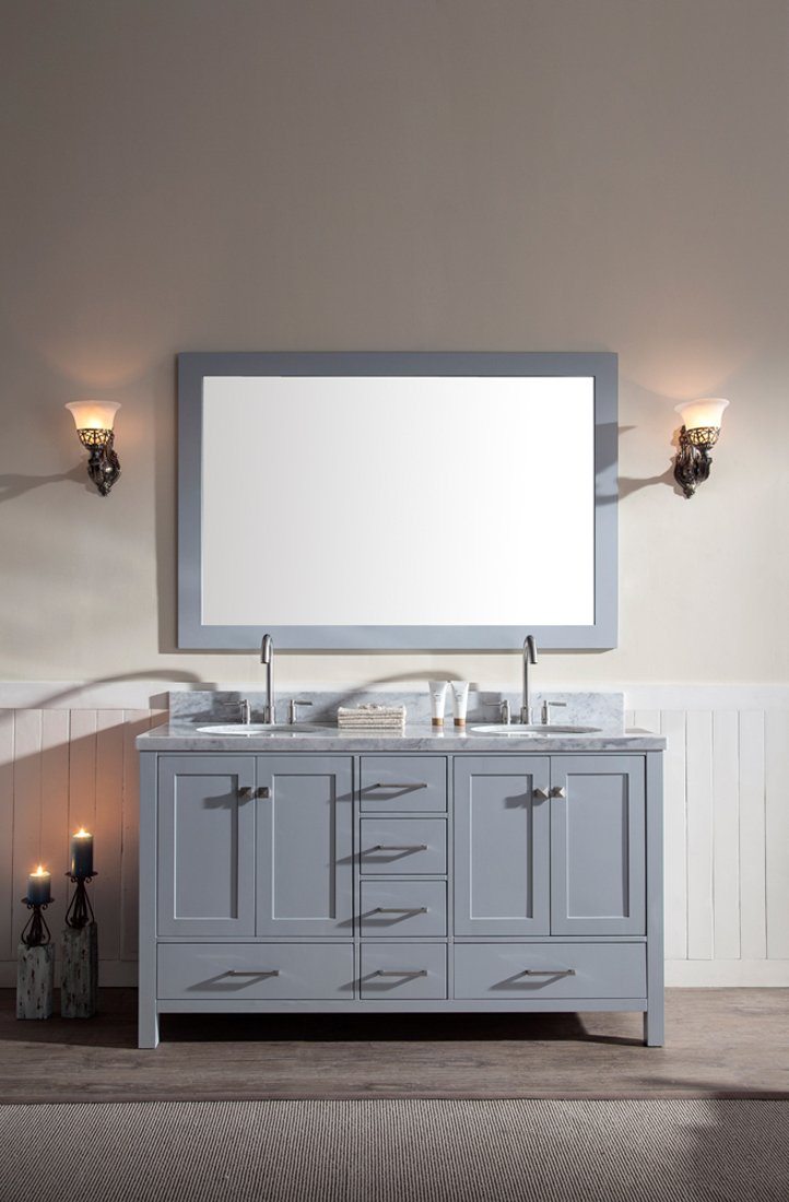 ARIEL Cambridge 61" Double Sink Bathroom Vanity Set with White Marble Countertop Vanity ARIEL 