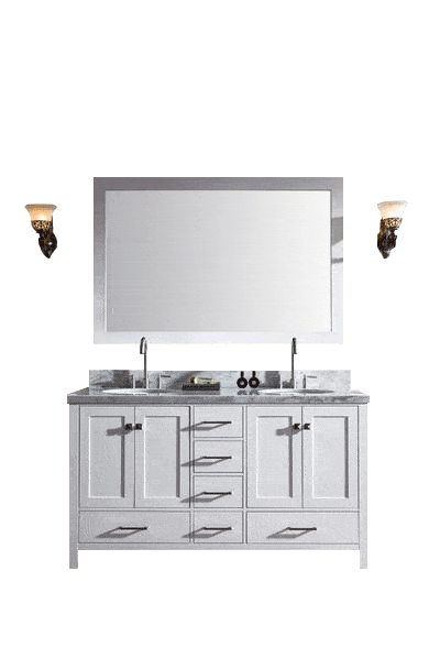 ARIEL Cambridge 61" Double Sink Bathroom Vanity Set in White Vanity ARIEL 