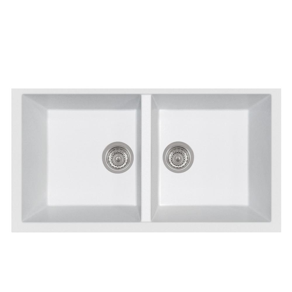 Latoscana AM8620ST Elegance Series Double Basin Drop-In Kitchen Sink Kitchen Sink Latoscana Milk White 