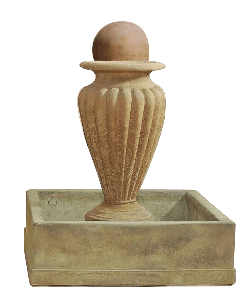 Anfora Rigata Outdoor Cast Stone Garden Fountain With Ball Fountain Tuscan 