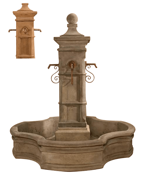 Aquitaine Pond Outdoor Cast Stone Garden Fountain W/ 70" Monaco Pond For Spouts Fountain Tuscan 