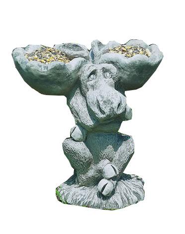 Moose Cast Stone Outdoor Garden Birdbath/Feeder BirdBath Campania International 