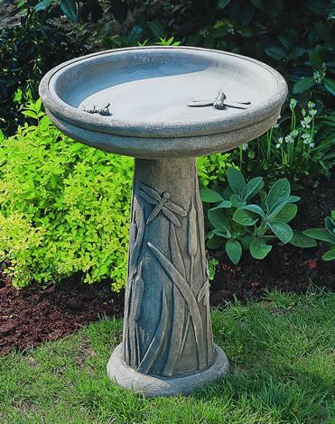 Dragonfly Cast Stone Outdoor Garden Birdbath BirdBath Campania International 