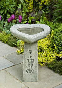 Thumbnail for My Heart is in the Garden Cast Stone Outdoor Garden Birdbath BirdBath Campania International 