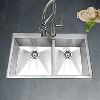 Thumbnail for Houzer Bellus Series Zero Radius Topmount Stainless Steel 1-Hole 50/50 Double Bowl Kitchen Sink Kitchen Sink - Topmount Houzer 