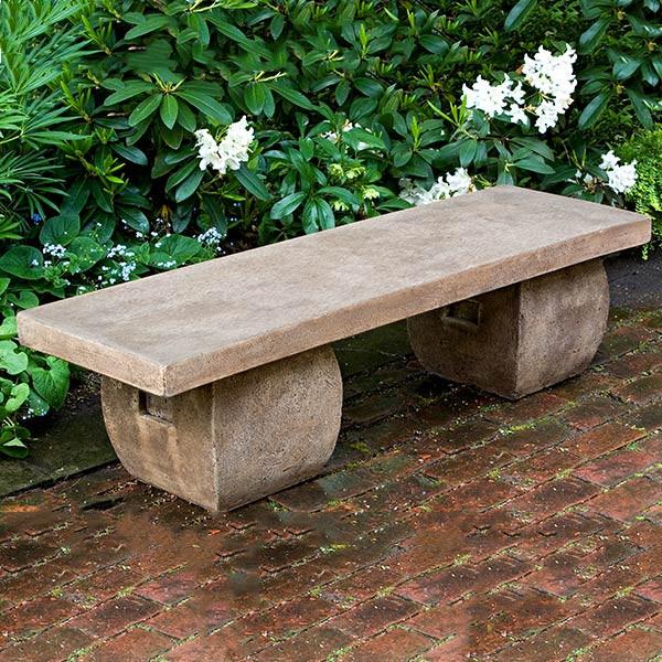 Ryokan Cast Stone Outdoor Garden Bench Outdoor Benches/Tables Campania International 