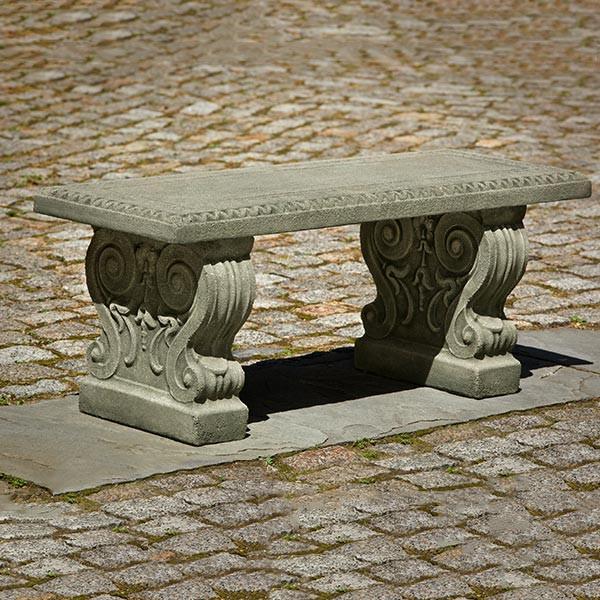 Classic Cast Stone Outdoor Garden Bench Outdoor Benches/Tables Campania International 