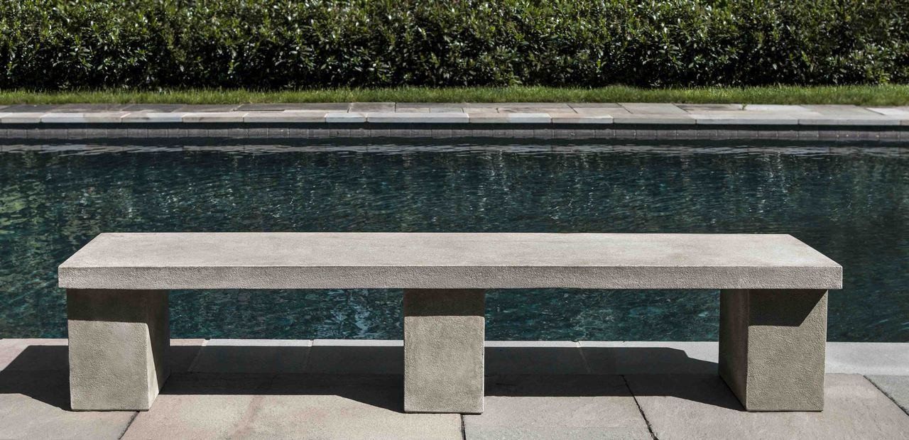 Biscayne Cast Stone Outdoor Garden Bench Outdoor Benches/Tables Campania International 