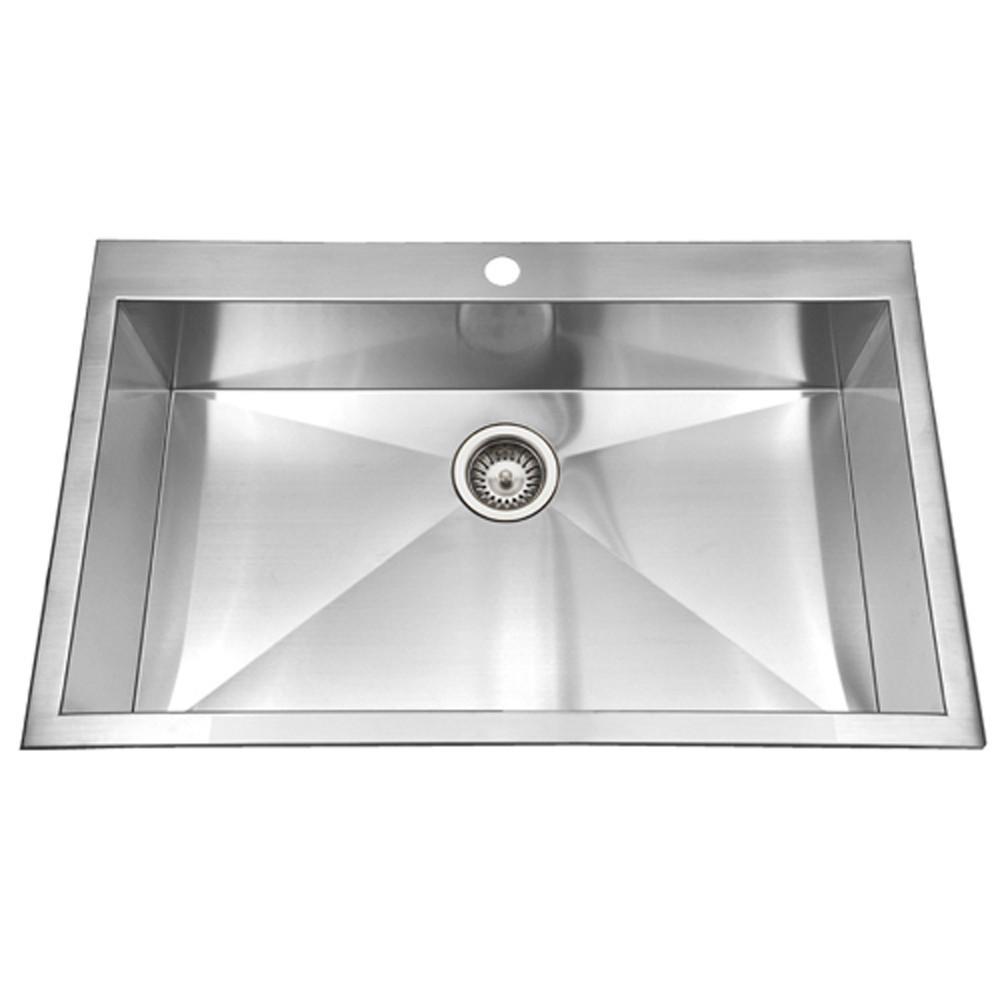 Houzer Bellus Series Zero Radius Topmount Stainless Steel 1-Hole Large Single Kitchen Sink Kitchen Sink - Topmount Houzer 