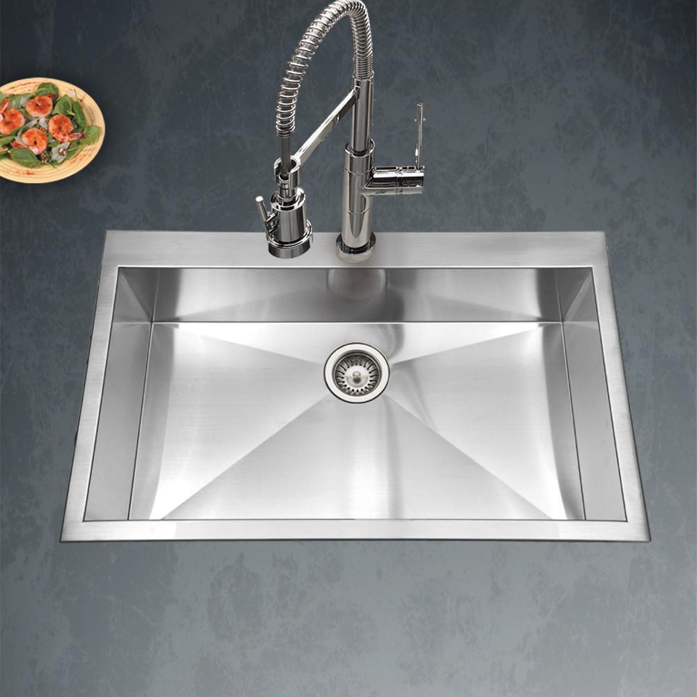 Houzer Bellus Series Zero Radius Topmount Stainless Steel 1-Hole Large Single Kitchen Sink Kitchen Sink - Topmount Houzer 