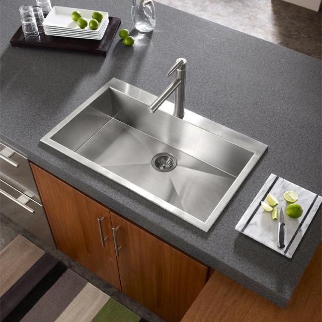 Houzer Bellus Series Zero Radius Topmount Stainless Steel 1-Hole Large Single Kitchen Sink Kitchen Sink - Topmount Houzer 