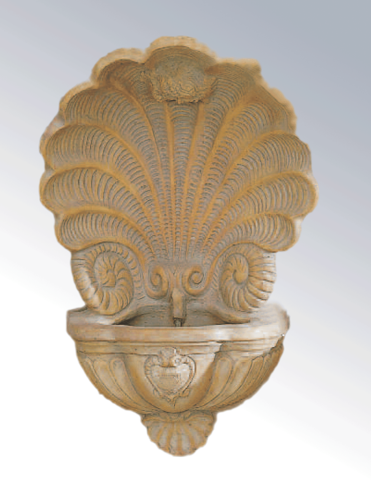 Barocco Shell Cast Stone Outdoor Garden Fountain With Spout Fountain Tuscan 