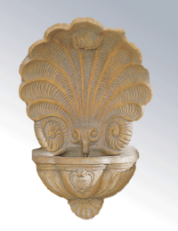 Thumbnail for Barocco Shell Cast Stone Outdoor Garden Fountain With Spout Fountain Tuscan 