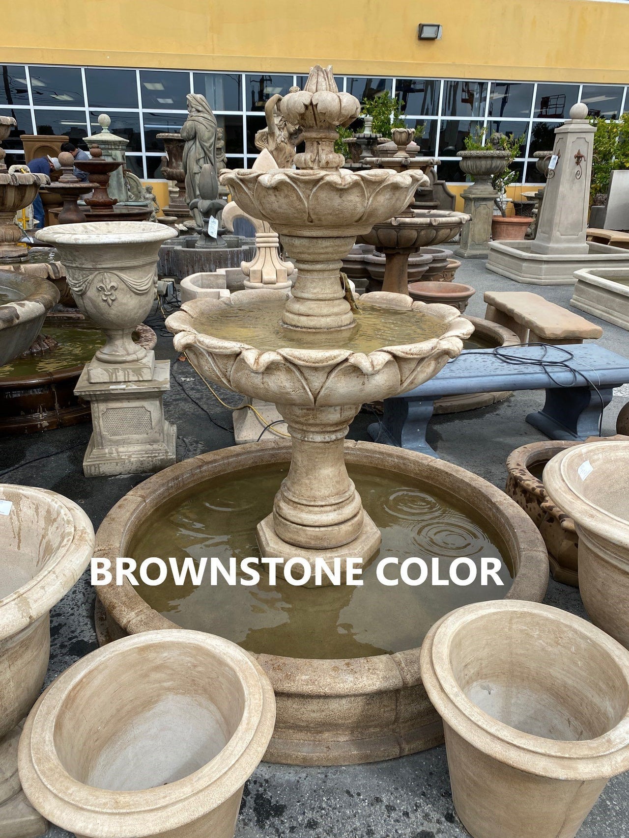 Anduze Garden Outdoor Cast Stone Garden Bench Benches Tuscan Brownstone (BS) 