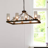 Thumbnail for Kiska Kitchen Island Chandelier Light w/ Glass Lamp Shades (8 Bulb) Matte Black Steel, Adjustable Chain Length | Modern Home Décor Chandeliers Canyon Home 