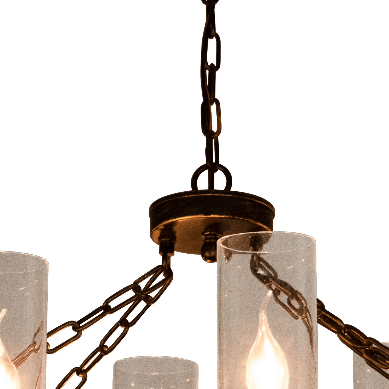Kiska Kitchen Island Chandelier Light w/ Glass Lamp Shades (8 Bulb) Matte Black Steel, Adjustable Chain Length | Modern Home Décor Chandeliers Canyon Home 