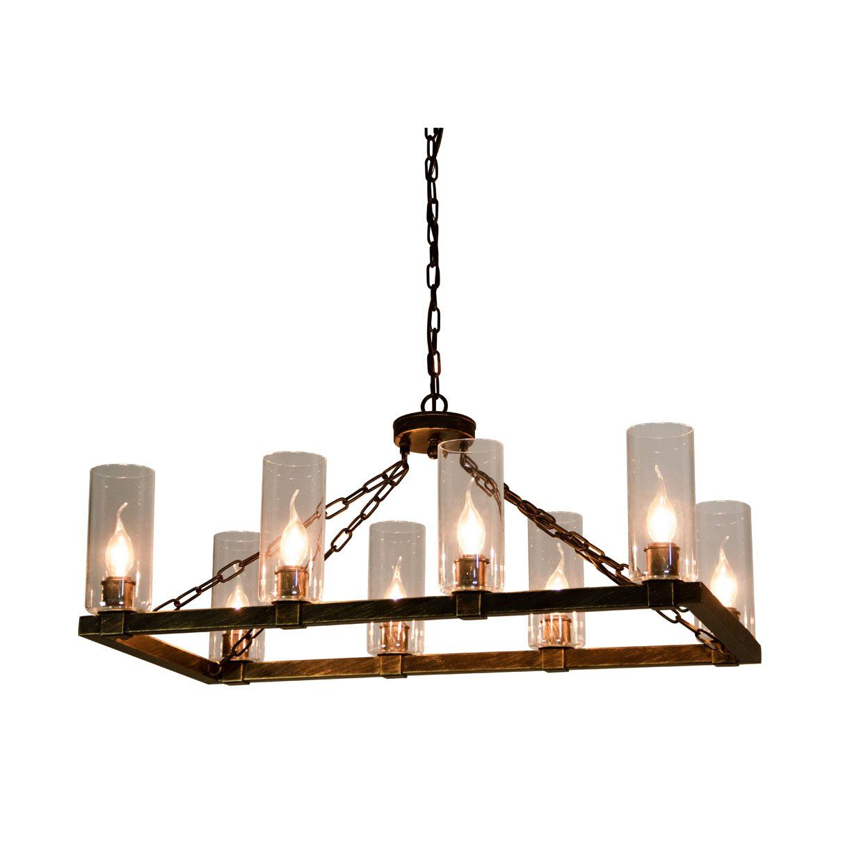 Kiska Kitchen Island Chandelier Light w/ Glass Lamp Shades (8 Bulb) Matte Black Steel, Adjustable Chain Length | Modern Home Décor Chandeliers Canyon Home 
