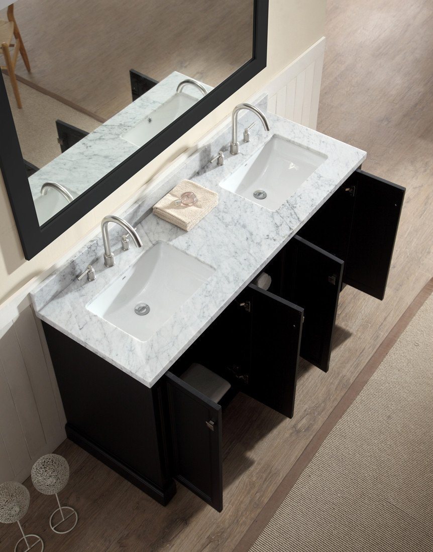 ARIEL Westwood 61" Double Sink Bathroom Vanity Set Solid Wood Cabinets - Black Vanity ARIEL 