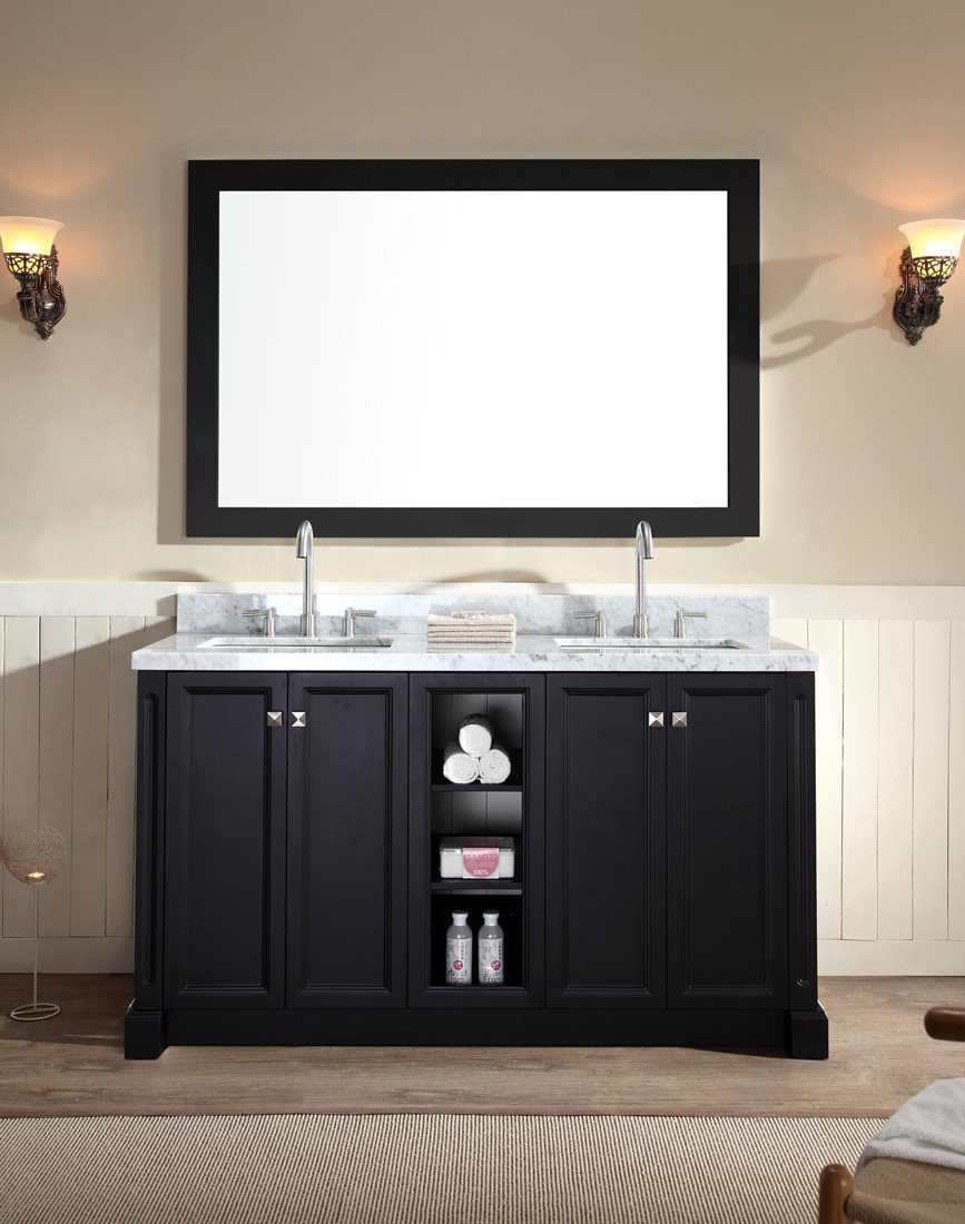 ARIEL Westwood 61" Double Sink Bathroom Vanity Set Solid Wood Cabinets - Black Vanity ARIEL 