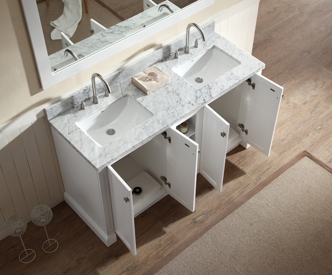 ARIEL Westwood 61" Double Sink Bathroom Vanity Set in White Vanity ARIEL 