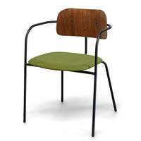 Thumbnail for Cameron Modern Dining Chair with Walnut Veneer for Kitchen, Living Room and Dining Room (Set of 2,Upholstered Seat ) Dining Chair Gingko Green 