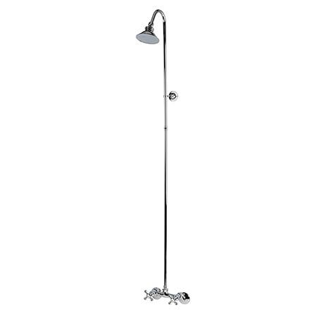 Kingston Brass Vintage Wall Mount Shower Package, Polished Chrome Clawfoot Tub Set Kingston Brass 