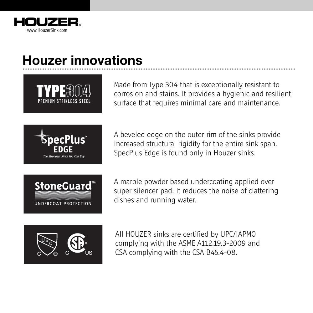 Houzer CF-1830 Club Series Undermount Round Bar/Prep Sink Bar Sink - Undermount Houzer 