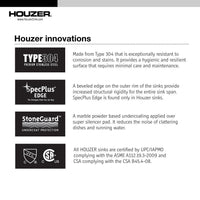 Thumbnail for Houzer CF-1830 Club Series Undermount Round Bar/Prep Sink Bar Sink - Undermount Houzer 
