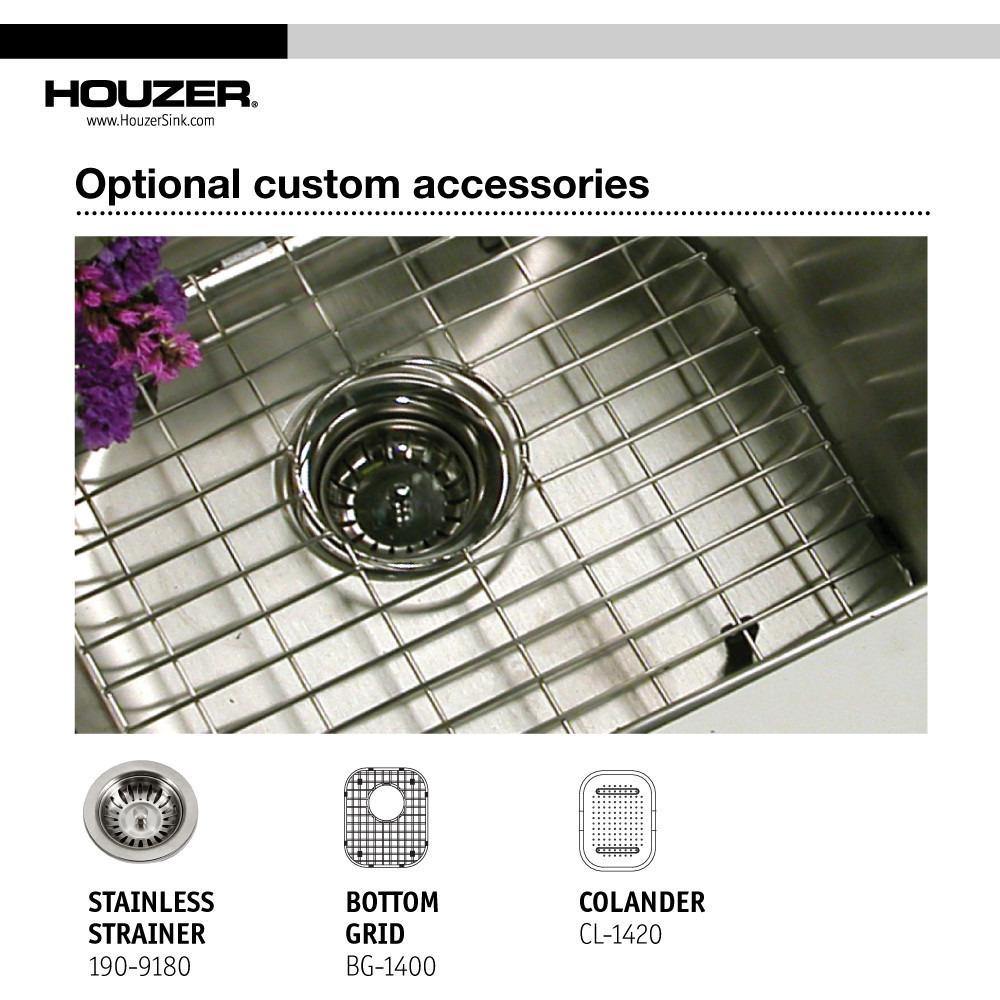 Houzer CS-1407-1 Club Series Undermount Medium Bowl Bar/Prep Sink Bar Sink - Undermount Houzer 