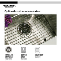 Thumbnail for Houzer CS-1407-1 Club Series Undermount Medium Bowl Bar/Prep Sink Bar Sink - Undermount Houzer 
