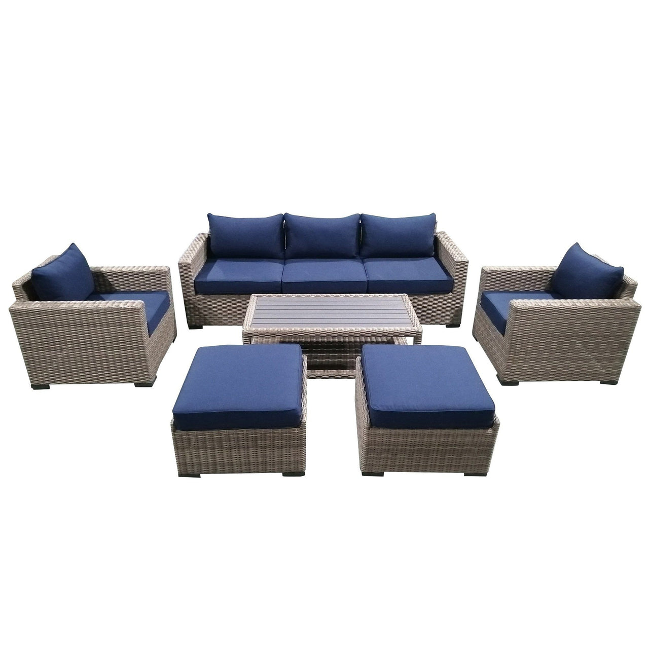 8-Piece Outdoor Pation Funiture Set Wicker Rattan Sectional Sofa Couch with Coffee Table Outdoor Furniture Casual Inc. 