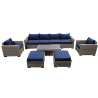 Thumbnail for 9-Piece Outdoor Pation Funiture Set Wicker Rattan Sectional Sofa Couch with Coffee Table Outdoor Furniture Casual Inc. 