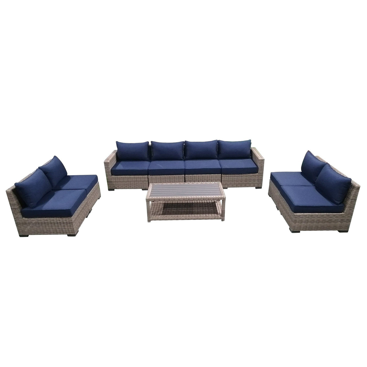 9-Piece Outdoor Pation Funiture Set Wicker Rattan Sectional Sofa Couch with Coffee Table Outdoor Furniture Casual Inc. 