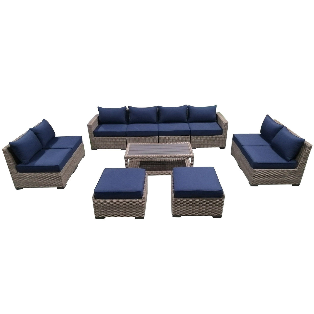 11-Piece Outdoor Pation Funiture Set Wicker Rattan Sectional Sofa Couch with Coffee Table Outdoor Furniture Casual Inc. 