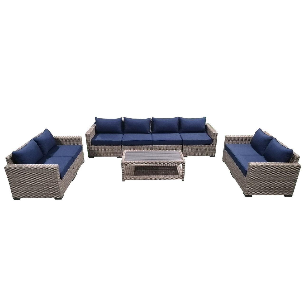 9-Piece Outdoor Pation Funiture Set Wicker Rattan Sectional Sofa Couch with Coffee Table Outdoor Furniture Casual Inc. 