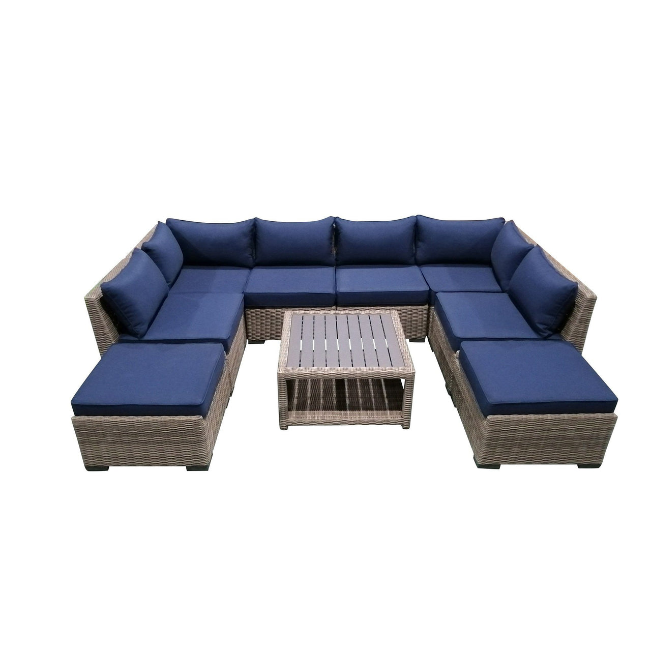 9-Piece Outdoor Pation Funiture Set Wicker Rattan Sectional Sofa Couch with Coffee Table Outdoor Furniture Casual Inc. 