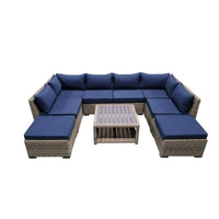 Thumbnail for 9-Piece Outdoor Pation Funiture Set Wicker Rattan Sectional Sofa Couch with Coffee Table Outdoor Furniture Casual Inc. 