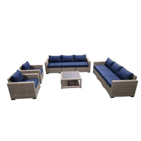 Thumbnail for 9-Piece Outdoor Pation Funiture Set Wicker Rattan Sectional Sofa Couch with Coffee Table Outdoor Furniture Casual Inc. 