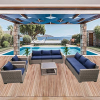 Thumbnail for 9-Piece Outdoor Pation Funiture Set Wicker Rattan Sectional Sofa Couch with Coffee Table Outdoor Furniture Casual Inc. 