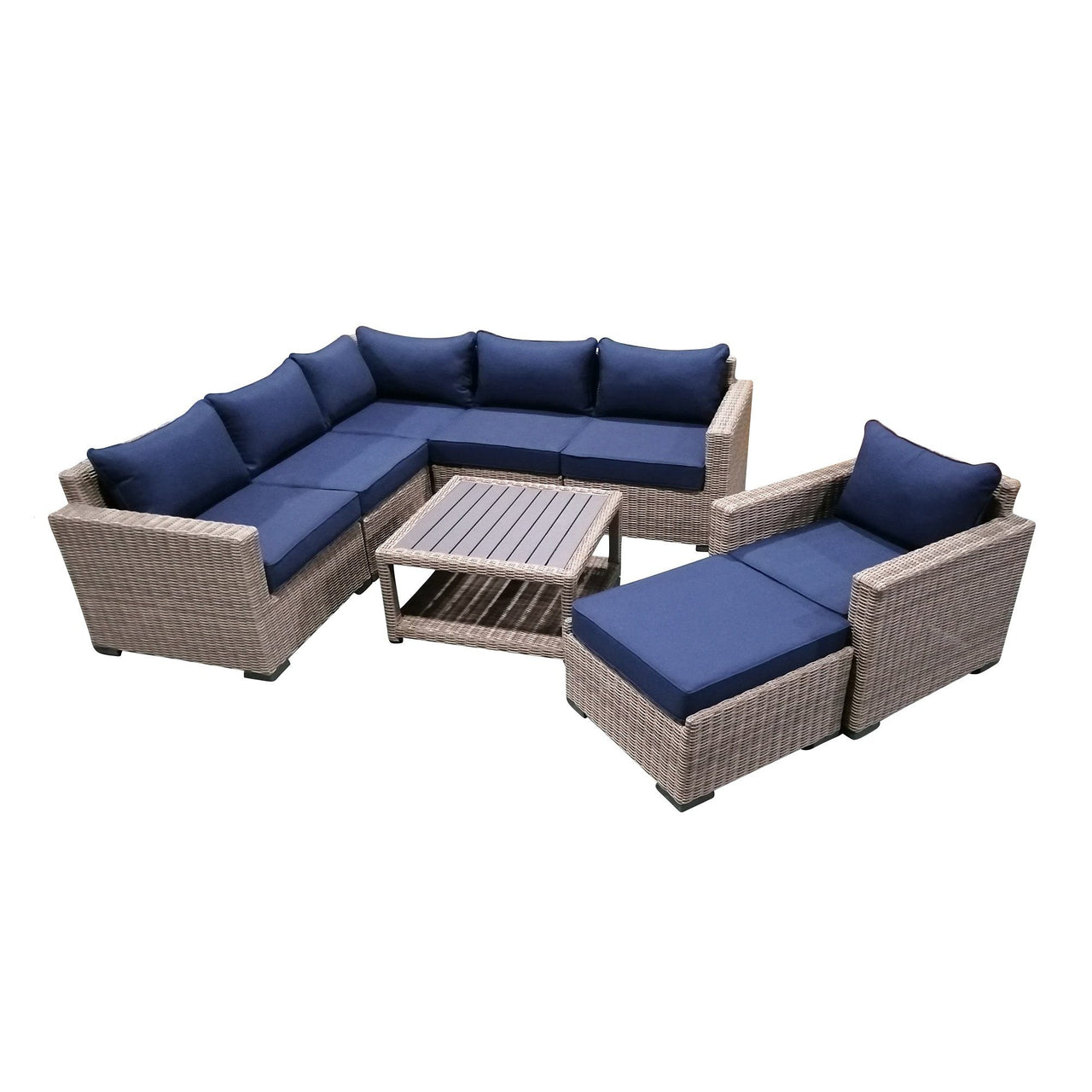 8-Piece Outdoor Pation Funiture Set Wicker Rattan Sectional Sofa Couch with Coffee Table Outdoor Furniture Casual Inc. 