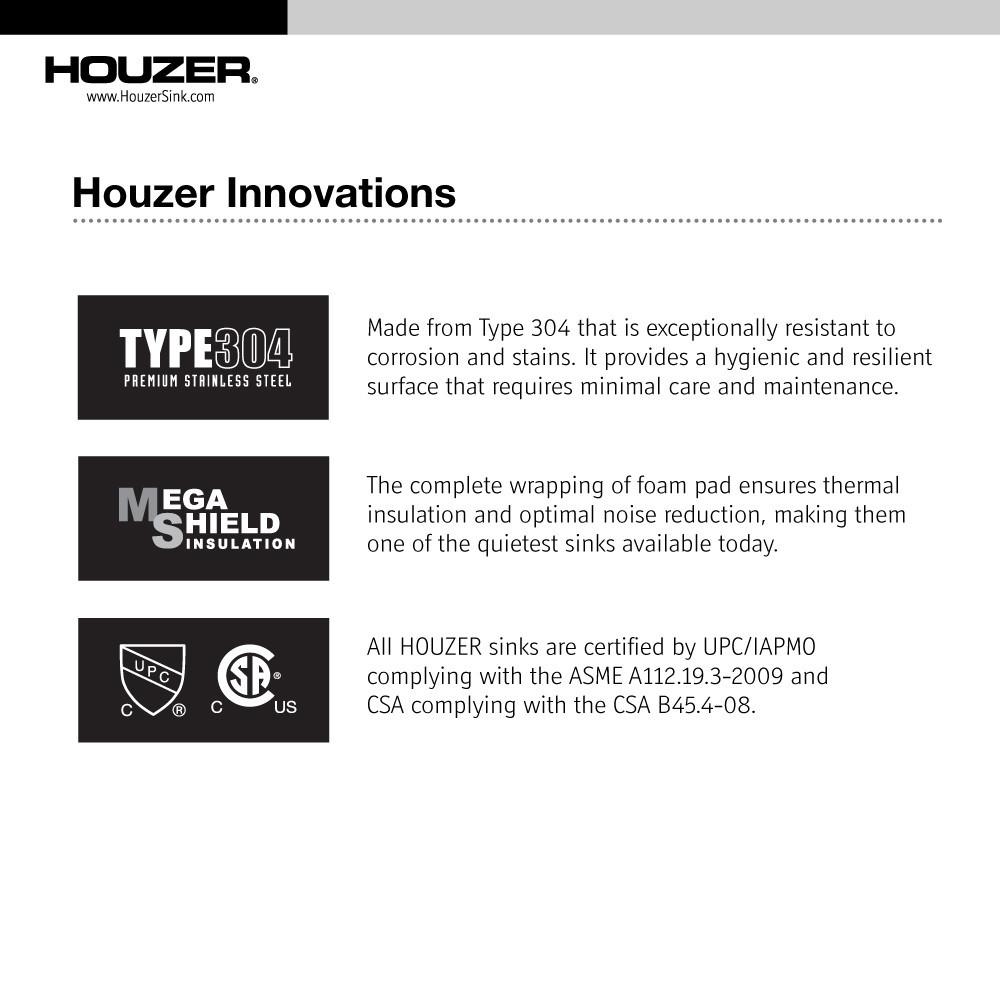 Houzer CTB-2385 Contempo Trough Series Undermount Stainless Steel Bar/Prep Sink Bar Sink - Undermount Houzer 